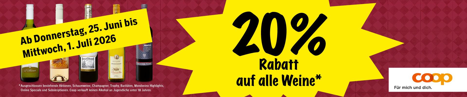 20% Rabatt auf alle Weine*