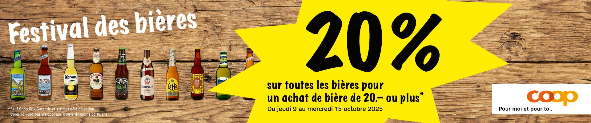 20% de moins sur tous les bières*