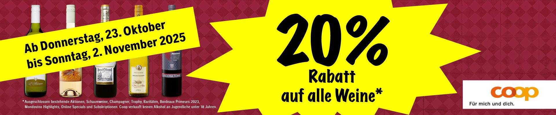 20% Rabatt auf alle Weine*