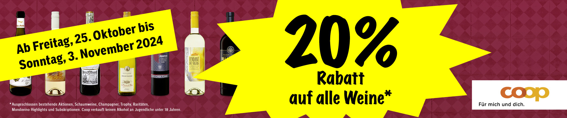 20% Rabatt auf alle Weine