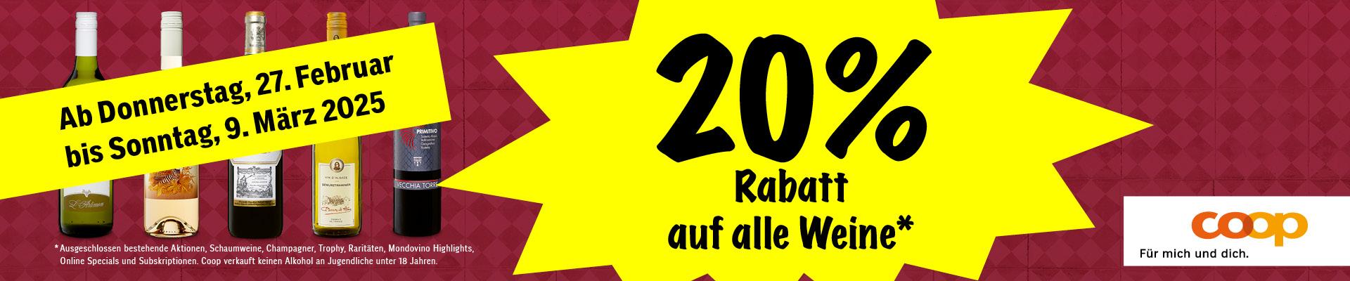 20% Rabatt auf alle Weine*