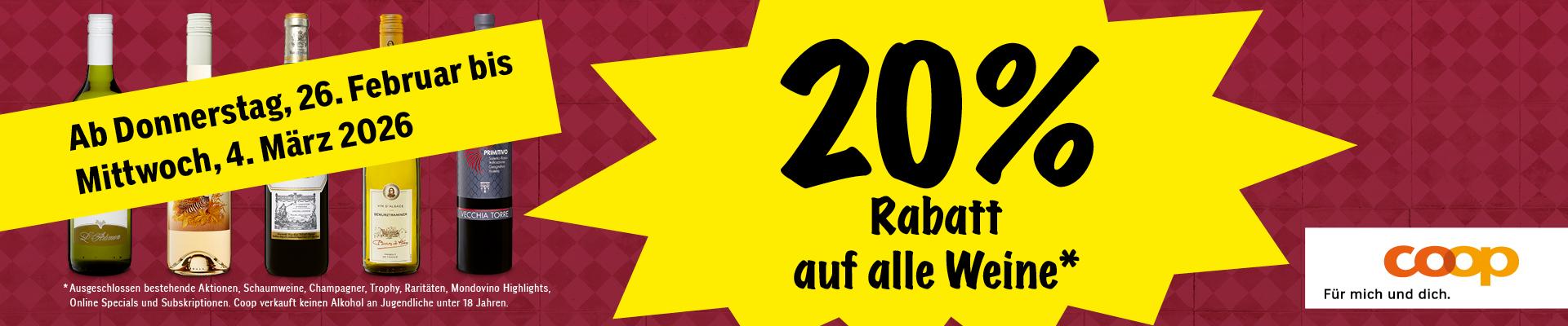 20% Rabatt auf alle Weine*