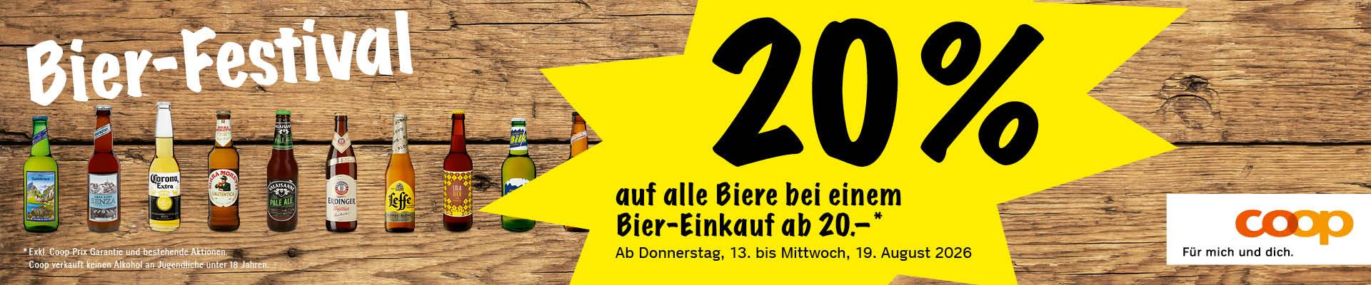 20% Rabatt auf alle Biere