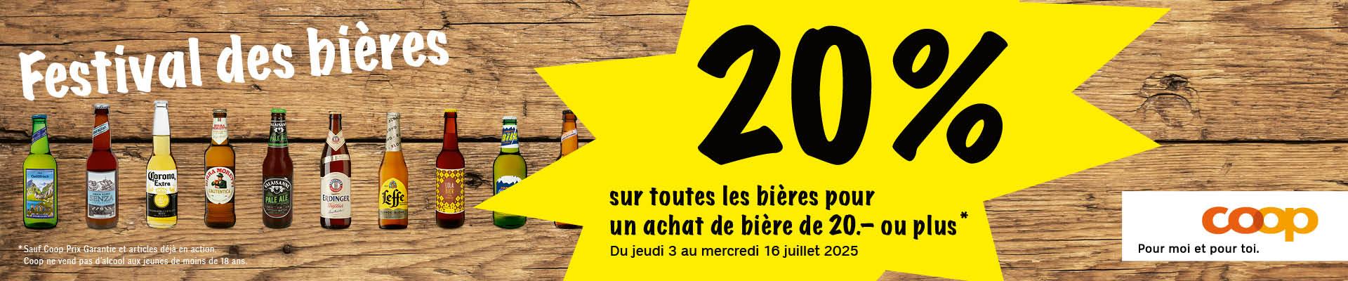 20% de moins sur tous les bières*