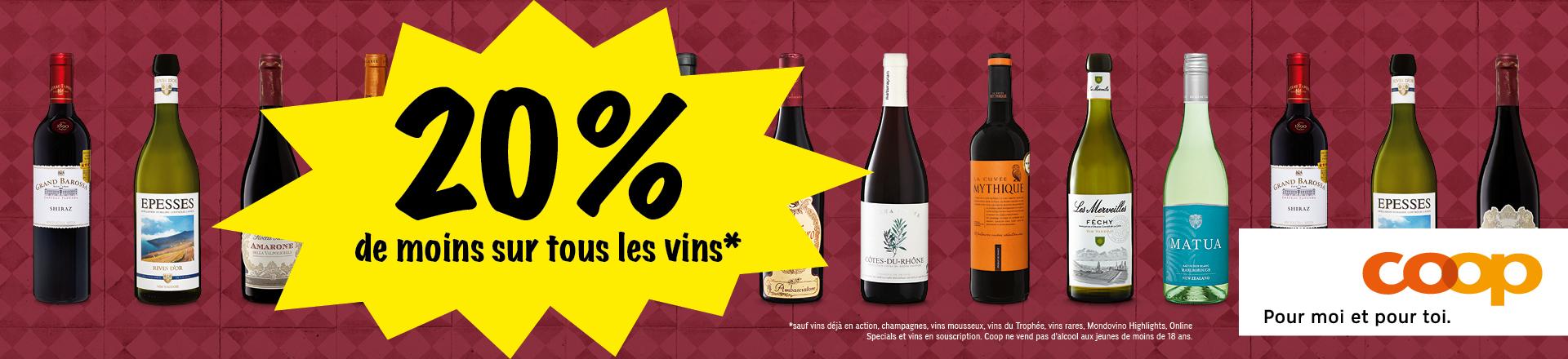 Profitez de -20% sur tous les vins dès le 23 octobre chez Coop !